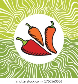 Pimientos calientes decorativos. Ilustración del vector
