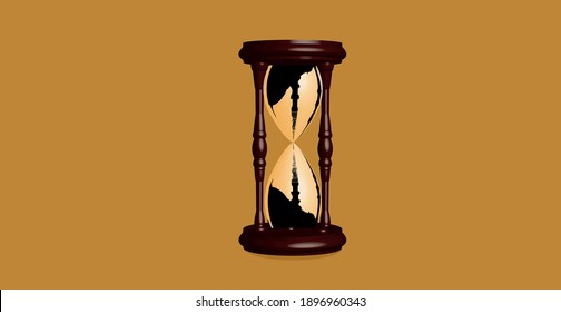 Decorative hourglass with 3d vector mosque silhouette