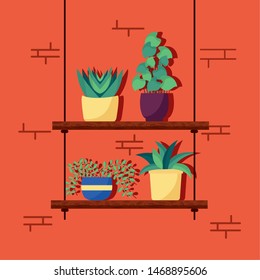 decorative house cute plants interior nature vector illustration
