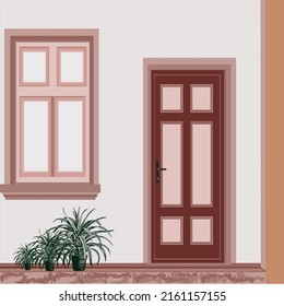 Decorative house exterior door windows