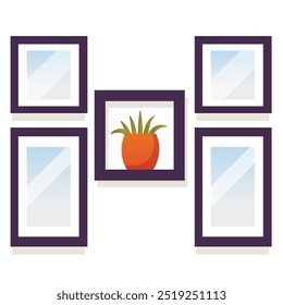 Casa decorativa plantas interior contorno ilustração vetor