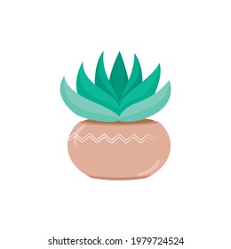 Decorative houseplants. Plants and nature homemade flowers in pot interior decoration in flat cartoon style. Vector illustration, icon
