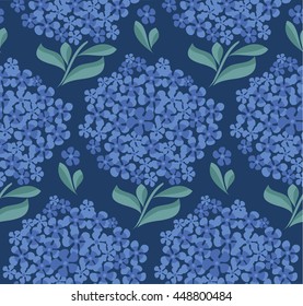 decorative hydrangea blossom seamless pattern. vector illustration