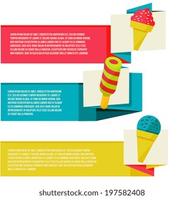 Decorative ice cream paper banners set isolated vector illustration