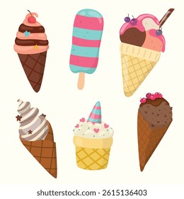 Decorative Ice Cream and Popsicle Cone Vector Collection