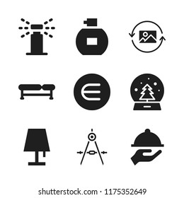 decorative icon. 9 decorative vector icons set. lamp, perfume and picture icons for web and design about decorative theme