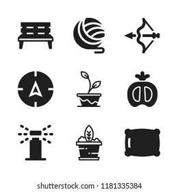 decorative icon. 9 decorative vector icons set. yarn, sprinkle and bow icons for web and design about decorative theme