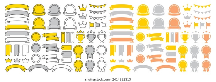 Decorative icon set related to awards such as ribbons vector illustration