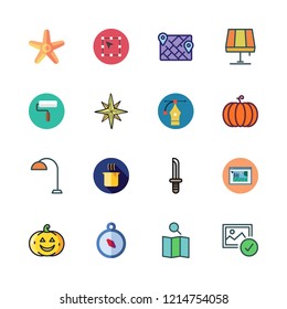 decorative icon set. vector set about vector, map, wind rose and pumpkin icons set.