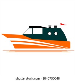 Decorative icon of ship and boat steamer yacht and transport tanker, guard ship. fishing boats. pulisi ship. color image