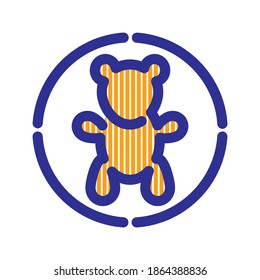 Decorative icon of a teddy bear on a white background.