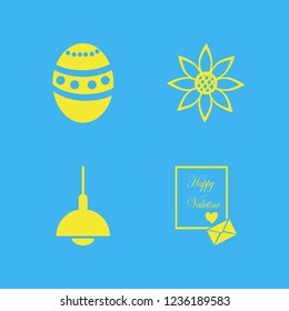 decorative icon. decorative vector icons set chandelier, heart envelope, easter egg and sunflower