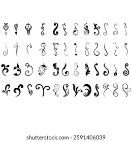 Decorative icon vector set. Ornaments elements illustration sign collection. Decorative elements symbol or logo.