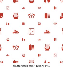 decorative icons pattern seamless white background. Included editable filled butterfly, window, tree, harp, slippers, spu, street lamp icons. decorative icons for web and mobile.