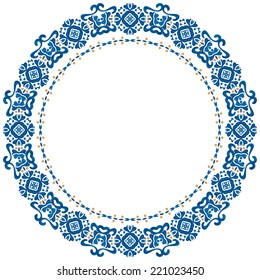 Decorative Illustrated Circle Frame Made Blue Stock Vector (Royalty ...