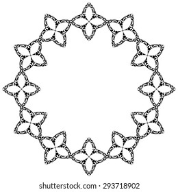 Decorative illustrated circle frame made of black elements