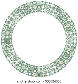 Decorative illustrated circle frame made of portuguese tiles