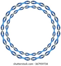 Decorative illustrated circle frame made of blue elements