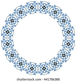 Decorative illustrated circle frame made of floral elements