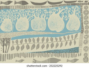 decorative illustration with big trees