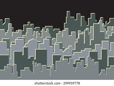 Decorative illustration city buildings urban grey