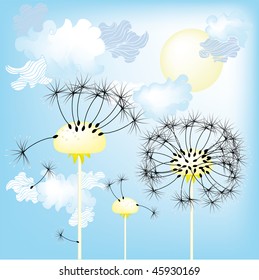 Decorative illustration with dandelions