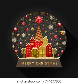 Decorative illustration flat snow globe. Christmas vector illustration.