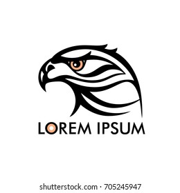 Decorative illustration with a head of eagle. Hand drawn design for prints, emblems, logos, labels, posters,  textile, paper.  