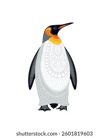 Decorative illustration of penguin. Vector isolated design element