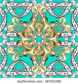 Decorative illustration for print, web. Floral seamless pattern with swirl. Blue linear background. Blue background.