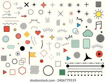 Decorative illustration set 2 Simple icon. Pattern hipster abstract vector illustration form geometric line shapes treatment star glitter speech bubble line vector design