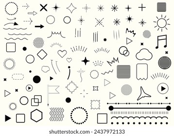 Decorative illustration set 2 Simple icon. Pattern hipster abstract vector illustration form geometric line shapes treatment star glitter speech bubble line vector design