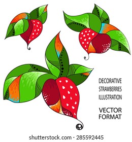 Decorative illustration of strawberries. Vector format.