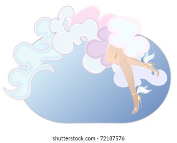 Decorative illustrations with beautiful woman's legs and wings.