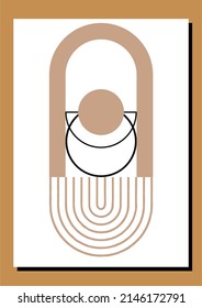 Ilustración de vectores Boho Resumen de fondos de arte moderno con formas geométricas simples de líneas y círculos.