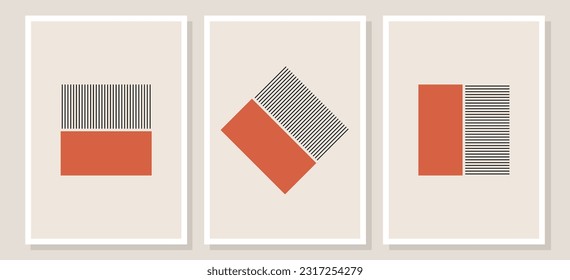 Decorative Illustrations, geometric design posters, vector template with primitive shapes elements, modern hipster style
