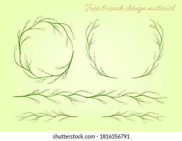Decorative illustrations of leaf line art
