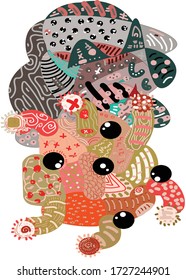 Dekorative Illustrationen für Print, Stoff, Web, Werbe- und Hintergrunddesign.