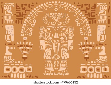 Decorative image of an ancient Indian deity. 