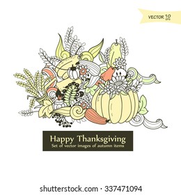 Decorative image of autumn items on the day of Thanksgiving