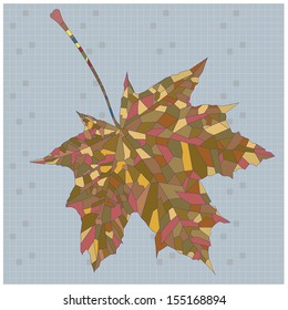 decorative image of autumn leaf in cubist style