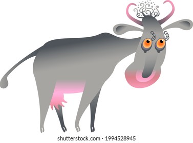 Decorative image of a cow. Humor. Vector graphics