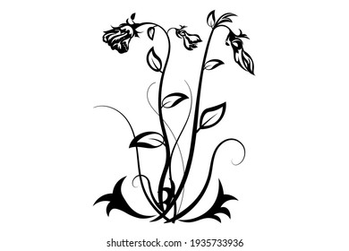 Decorative image of flowers in black and white