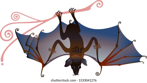 Decorative image of a flying fox. Vector graphics