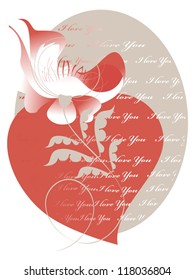 Decorative image of the heart and a flower for a card for Valentine's Day