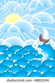 decorative image of the ship in the sea