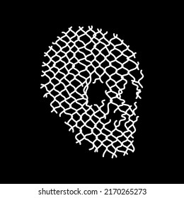 decorative image of a skull.vector illustration.white picture on a black background.modern typography design perfect for t shirt,poster,banner,bags,web design,social media,greeting card,etc