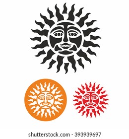 Decorative image of the sun. Simple vector.