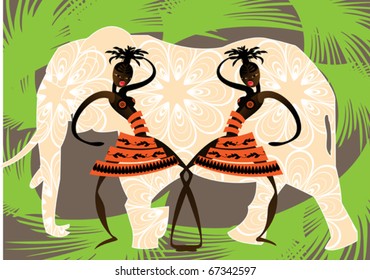 Decorative image of two dancing African girls