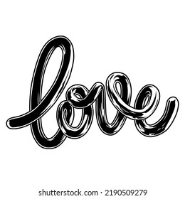 decorative image of the  word "love" with the effect of 3d.vector illustration isolated on white background.hand drawn font.modern typography design perfect for poster,banner,greeting card,t shirt,etc